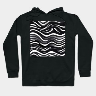 Monochrome Waves: Modern Abstract Ebb and Flow Hoodie